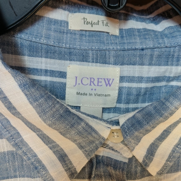 J. Crew Blue/White Striped Shirt - Picture 3 of 7